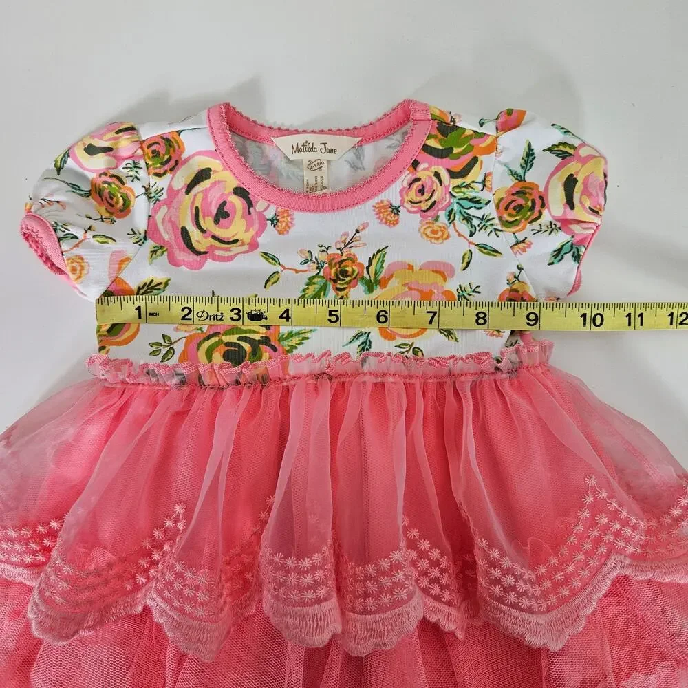Matilda Jane Baby Tiered Tulle‎ Floral Dress Peach Pink | Toddler 12 - 18 Months